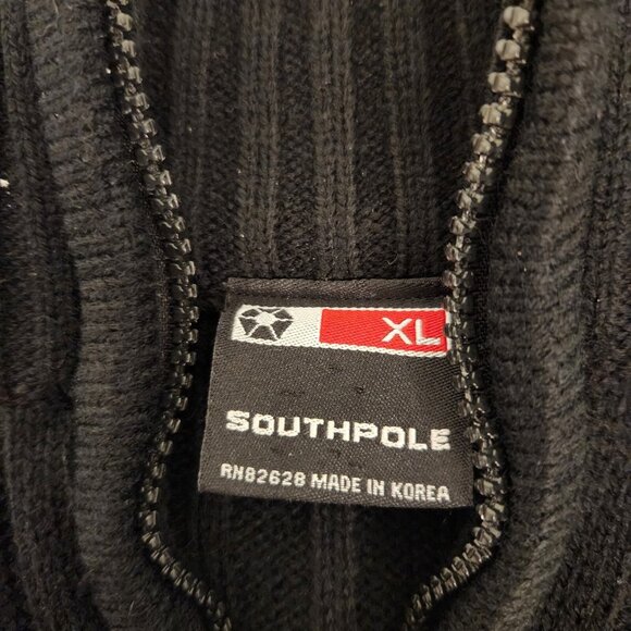 Vintage Southpole Sweater 1/4 Zip Rib Knit Ski Mens XL Black White Gray - Picture 11 of 12